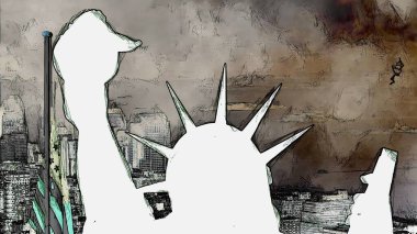 Pop Art Style Mizanpajında New York Özgürlük Heykeli