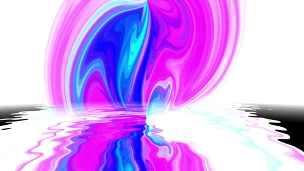 Mélange de peinture coloré avec dégradé de couleurs vives reflétées dans l'eau — Video