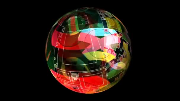 概要回転球上の幾何学的形状と元素 — ストック動画