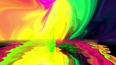 Suya yansıyan rengarenk renkli boya karışımı