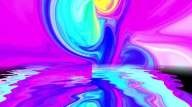 Suya yansıyan rengarenk renkli boya karışımı