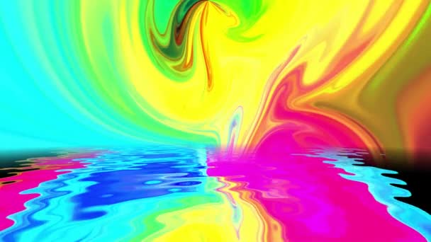 다채 로운 물감 은물 속에 반사되어 있는 선명 한 색깔 과 혼합 된다 — 비디오