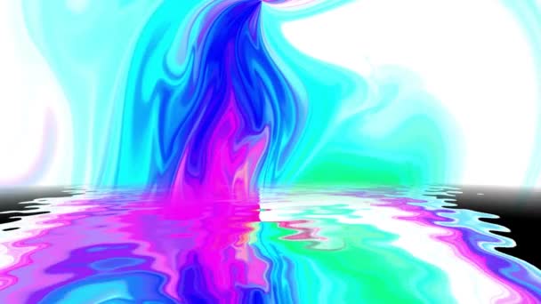 Colorful paint mix with gradient vivid colors reflected in water — Stock Video