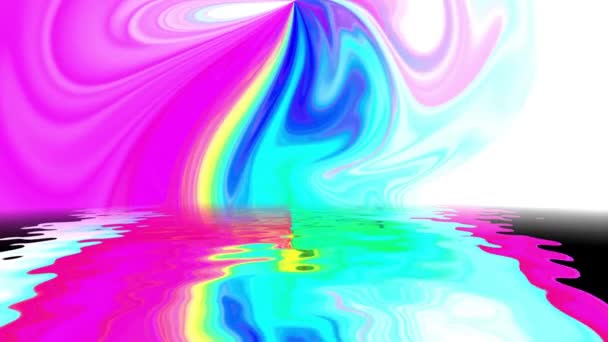 Барвиста суміш фарби з градієнтними яскравими кольорами, відображеними у воді — стокове відео