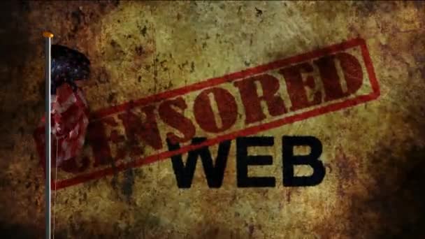 検閲されたウェブに対する米国の旗 — ストック動画