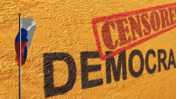 Rysk flagga mot censurerad demokrati — Stockvideo