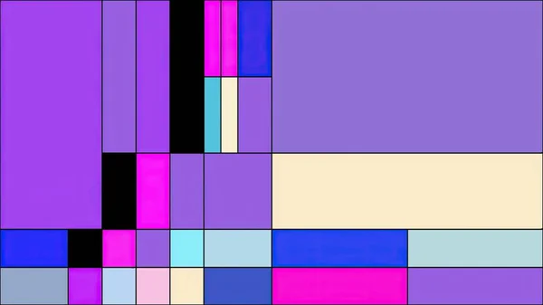 Színes Téglalapok Mondrian Stílus Művészeti Illusztráció — Stock Fotó