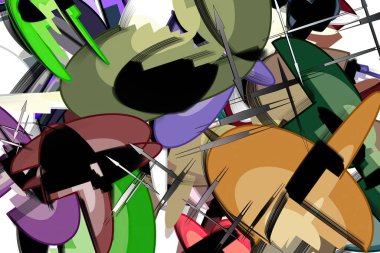 Soyut parlak geometrik arkaplan graffiti desenini tekrarlıyor