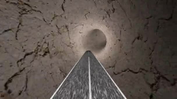 Conducir hacia un agujero profundo con grietas — Vídeos de Stock