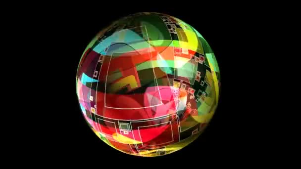 概要回転球上の幾何学的形状と元素 — ストック動画