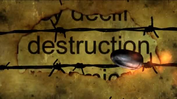 Куля в повільному русі на тлі руйнування — стокове відео