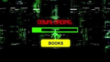 Kitap indirme süreci çubuğu dijital arkaplan üzerinden indiriliyor