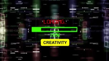 Yaratıcılık dijital arkaplan üzerinden ilerleme çubuğu yüklüyor