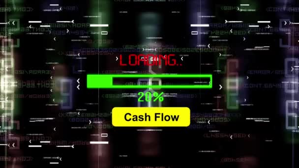 Cash flow loading progress bar over digital background — Stock Video