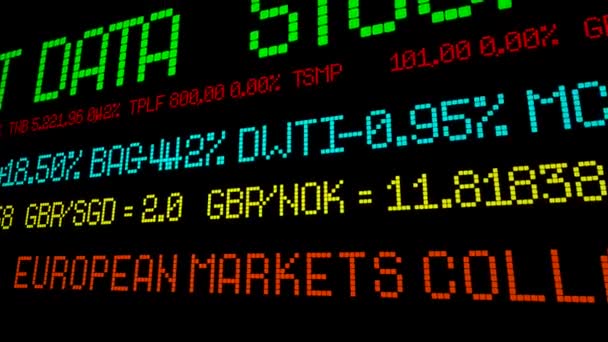 European markets collapsed stock ticker — Stock Video