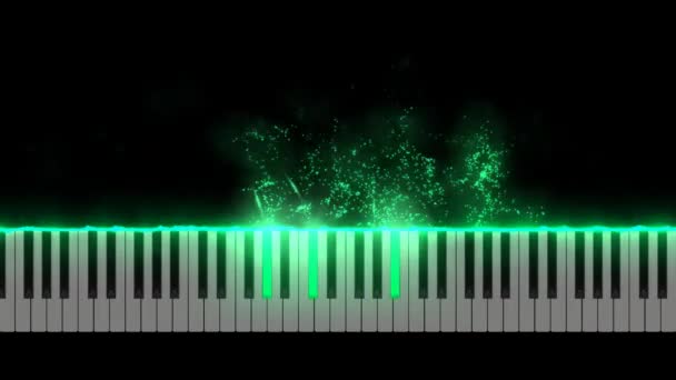 Partículas flotando fuera od teclado de piano — Vídeos de Stock