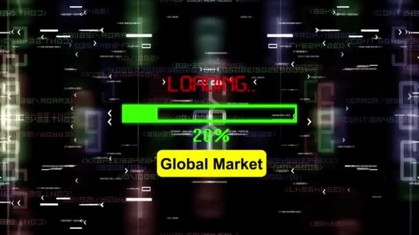 Gloabal market loading progress bar on the screen — Vídeo de stock