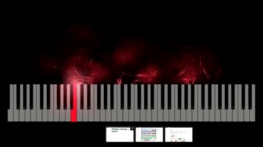 Particles floating out od piano keyboard