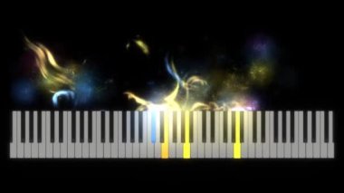 Particles floating out od piano keyboard