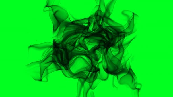 Zwarte rook op groen scherm — Stockvideo