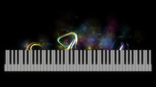 Částice plovoucí z klavírní klávesnice — Stock video