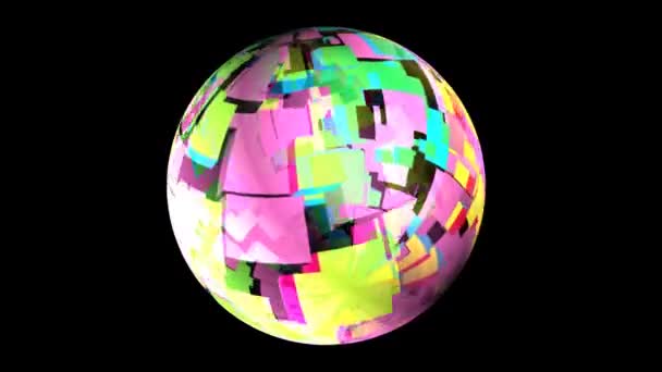 3D blocks pixels on rotating sphere — Αρχείο Βίντεο