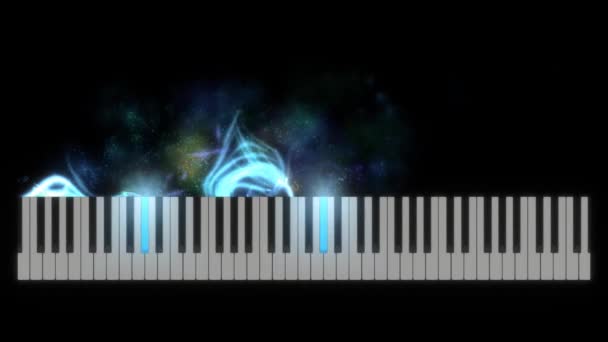 Particles floating out od piano keyboard — стоковое видео