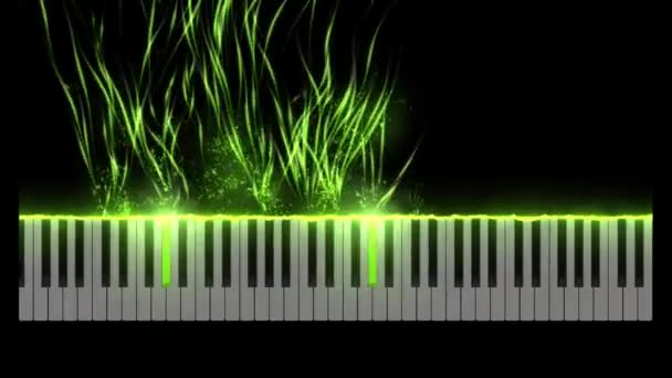 粒子漂浮在钢琴键盘上 — 图库视频影像