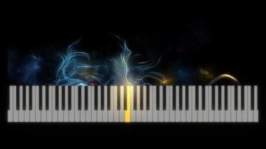 Particles floating out od piano keyboard