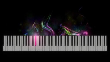Particles floating out od piano keyboard