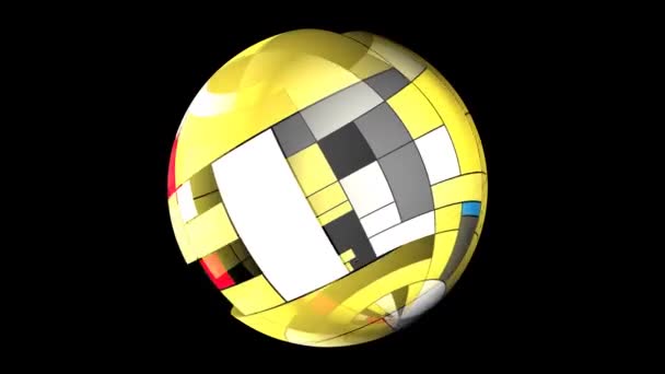 Retângulos Coloridos Estilo Mondriano Girando Esfera — Vídeo de Stock