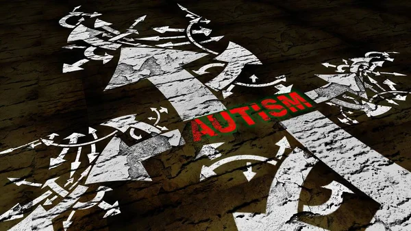 Autisme Stoornis Tekst Een Kruispunt Verschillende Manieren Van Pijlen — Stockfoto