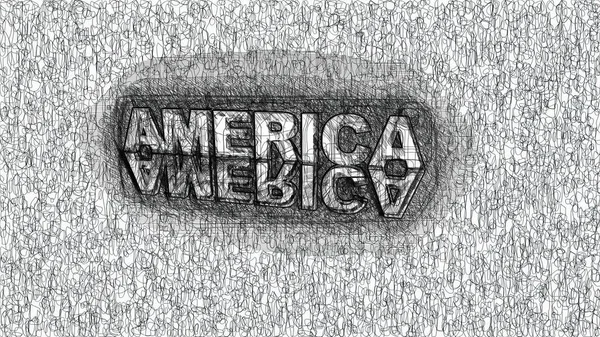 American Text Hand Draw Digital Art — стоковое фото
