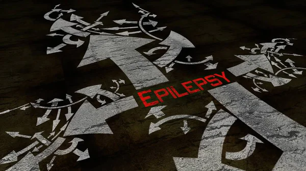 Texto Epilepsia Uma Encruzilhada Caminhos Diferentes Flechas — Fotografia de Stock