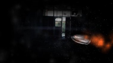 Bullet in slow motion in abandon house