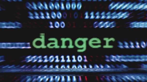 Danger Data Screen Glitch Effect — Vídeos de Stock