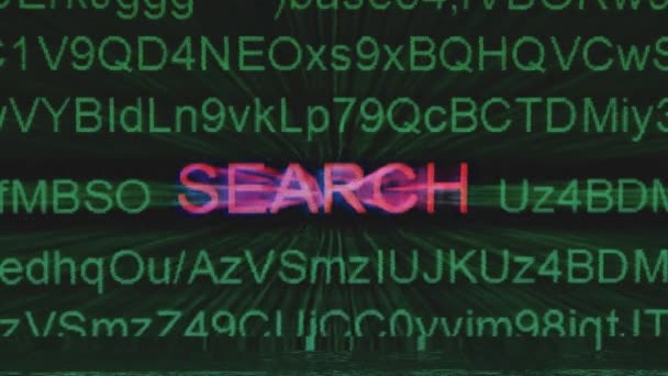 Search Broken Data Screen Glitch Effect — Stock Video