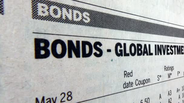 Obligationer Global Investeringskvalitet Rapport Kamera Bild — Stockvideo