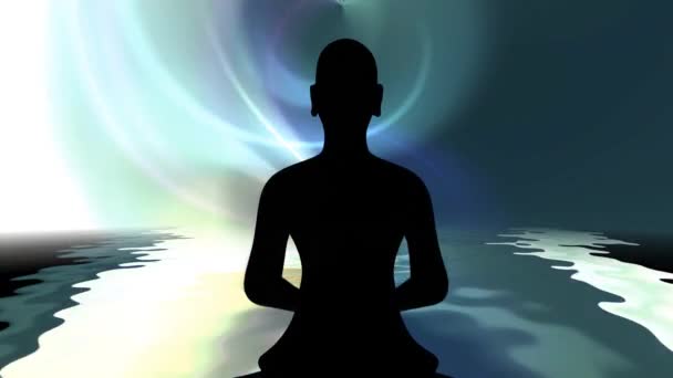 Buddhistický Mnich Meditaci Pózuje Pozadí Energie — Stock video