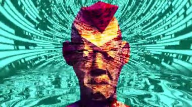 Dijital arkaplana karşı düşük poli kafa