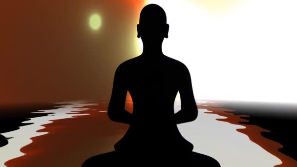 Buddhist Monk Meditation Pose Energy Background — Stock Video