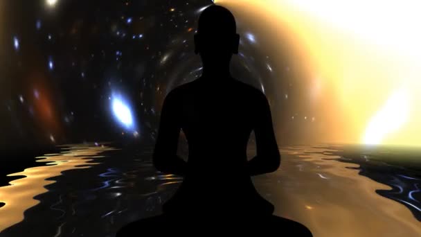 Buddhist Monk Meditation Pose Energy Background — Stock Video