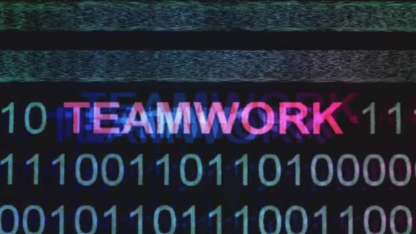 Broken Teamwork Data Screen Glitch Effect — Stock Video