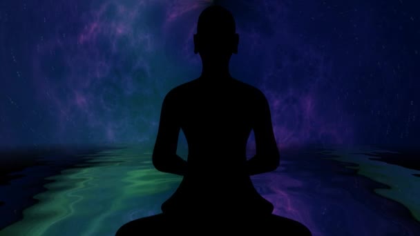 Buddhist Monk Meditation Pose Energy Background — Stock Video