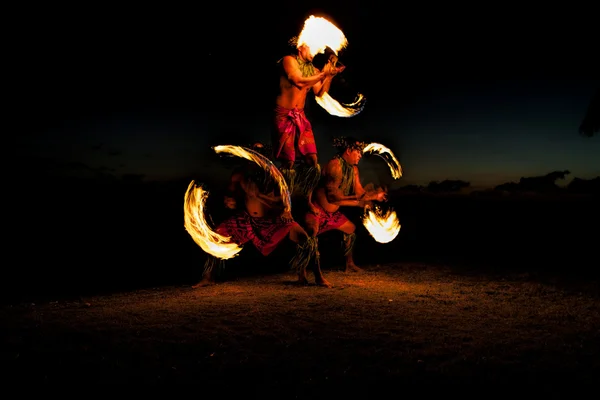 Fire Dancers Form Pyramid Royalty Free Stock Photos