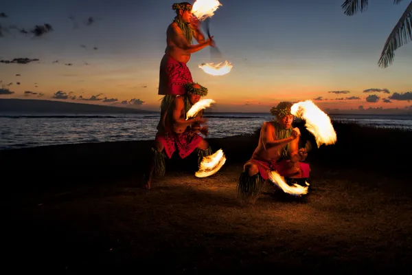 Human Pyramid of Fire Dancers Stock Image