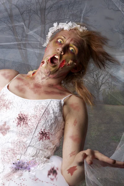 Zombie Bride on the Loose — Stock Photo, Image