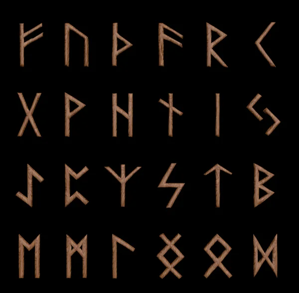 Ensemble de runes en bois — Photo