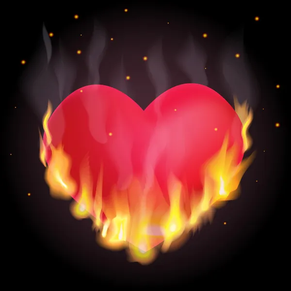 Brandend hart — Stockvector