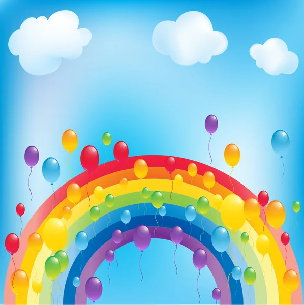 Rainbow i balony — Wektor stockowy